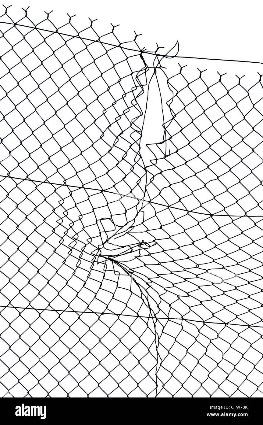 Broken wire netting silhouette - France Stock Photo - Alamy