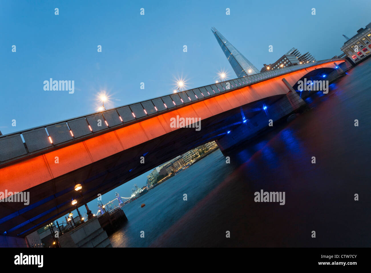 London Bridge, Shard and River Thames at dusk, London, England, UK Stock Photo