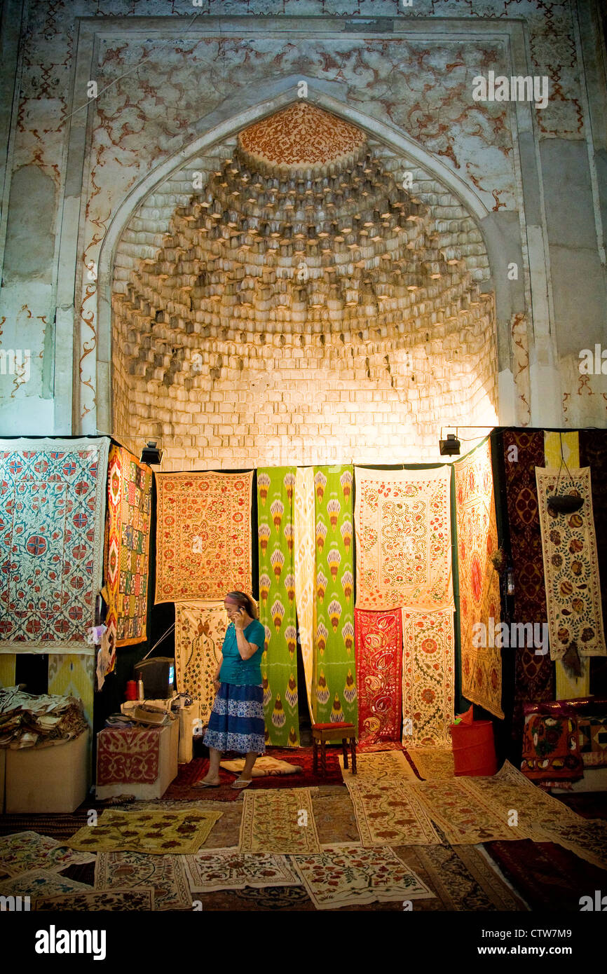 Uzbekistan, Bukhara, Carpets shop Stock Photo Alamy