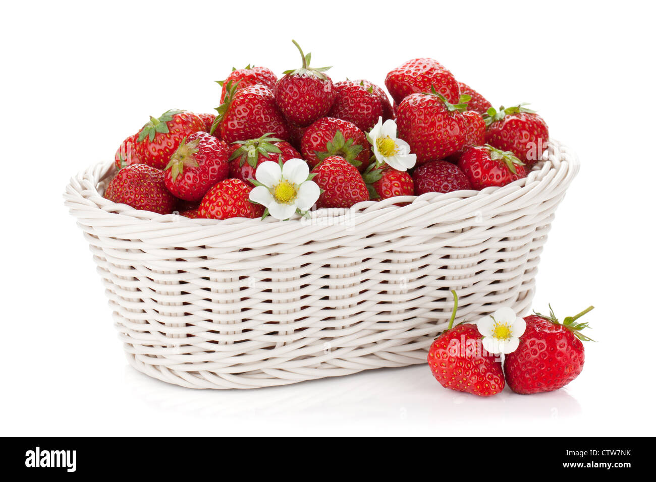 Basket of ripe strawberries. Isolated on white background Stock Photo ...