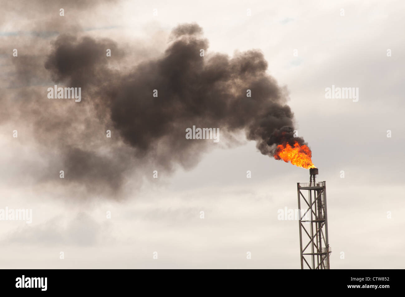 Detail of a Chimney (smoke pipe) of an Offshore FPSO oil rig. Smoke