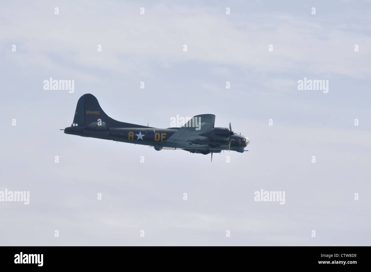 Boeing B-17G Flying Fortress 'Memphis Belle' (G-BEDF) USAAF daylight bomber performs at the Bournemouth Air Festival, 2011 Stock Photo