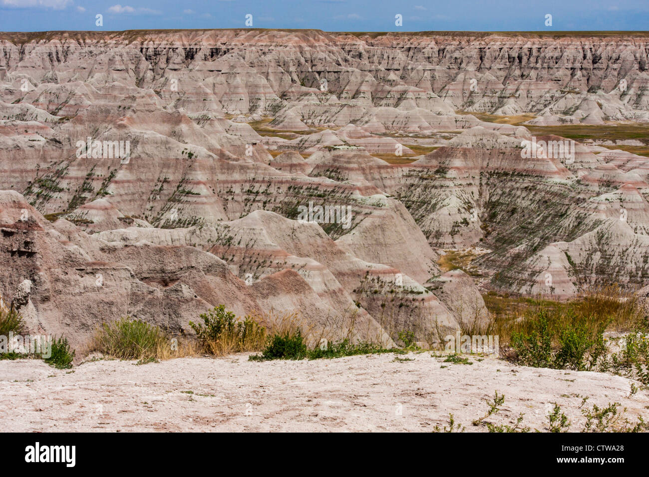 Canyons in Badlands National Park in South Dakota. Stock Photo