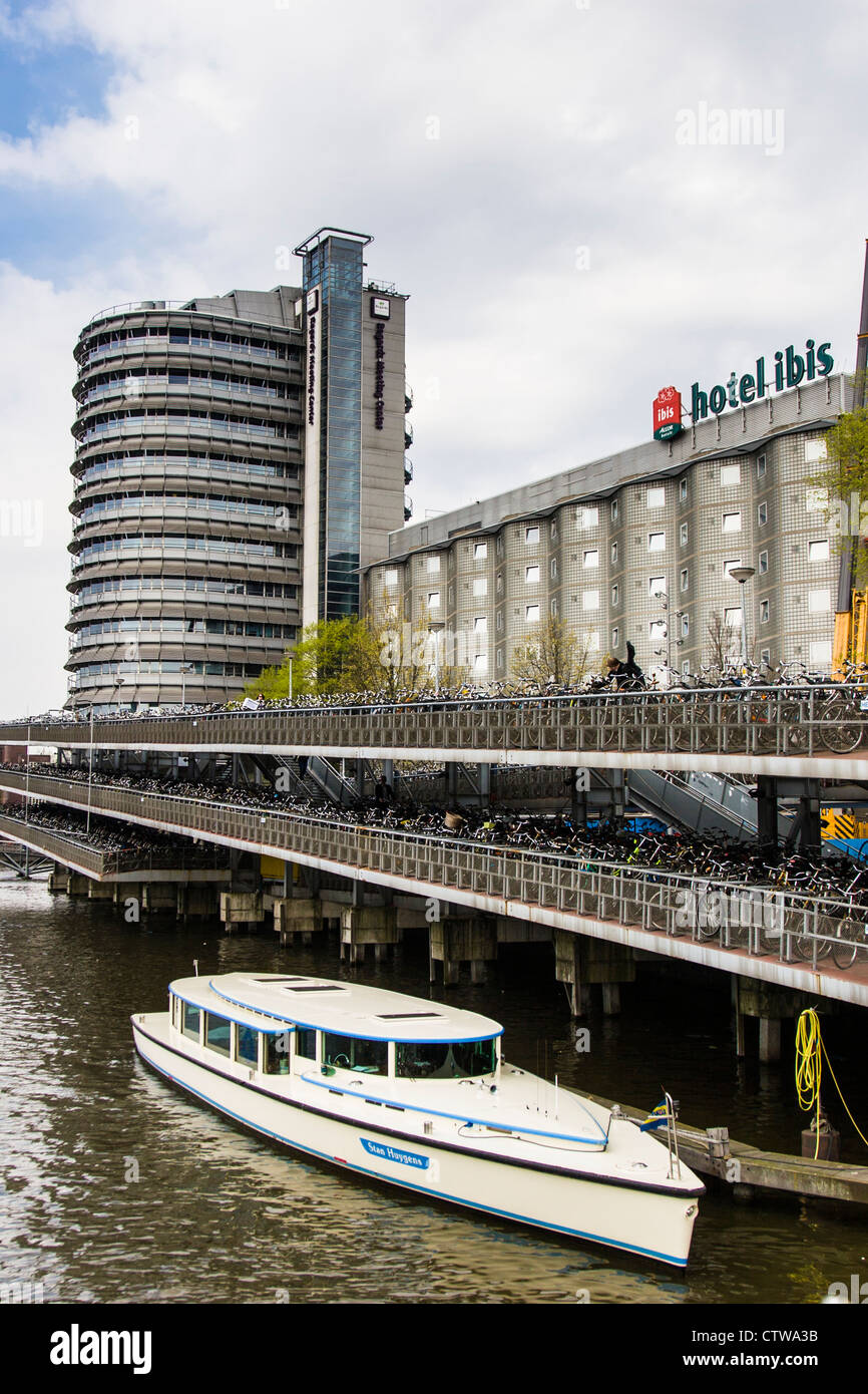 Bicycle Parking Garage at the Amsterdam Central Station Railroad Depot
