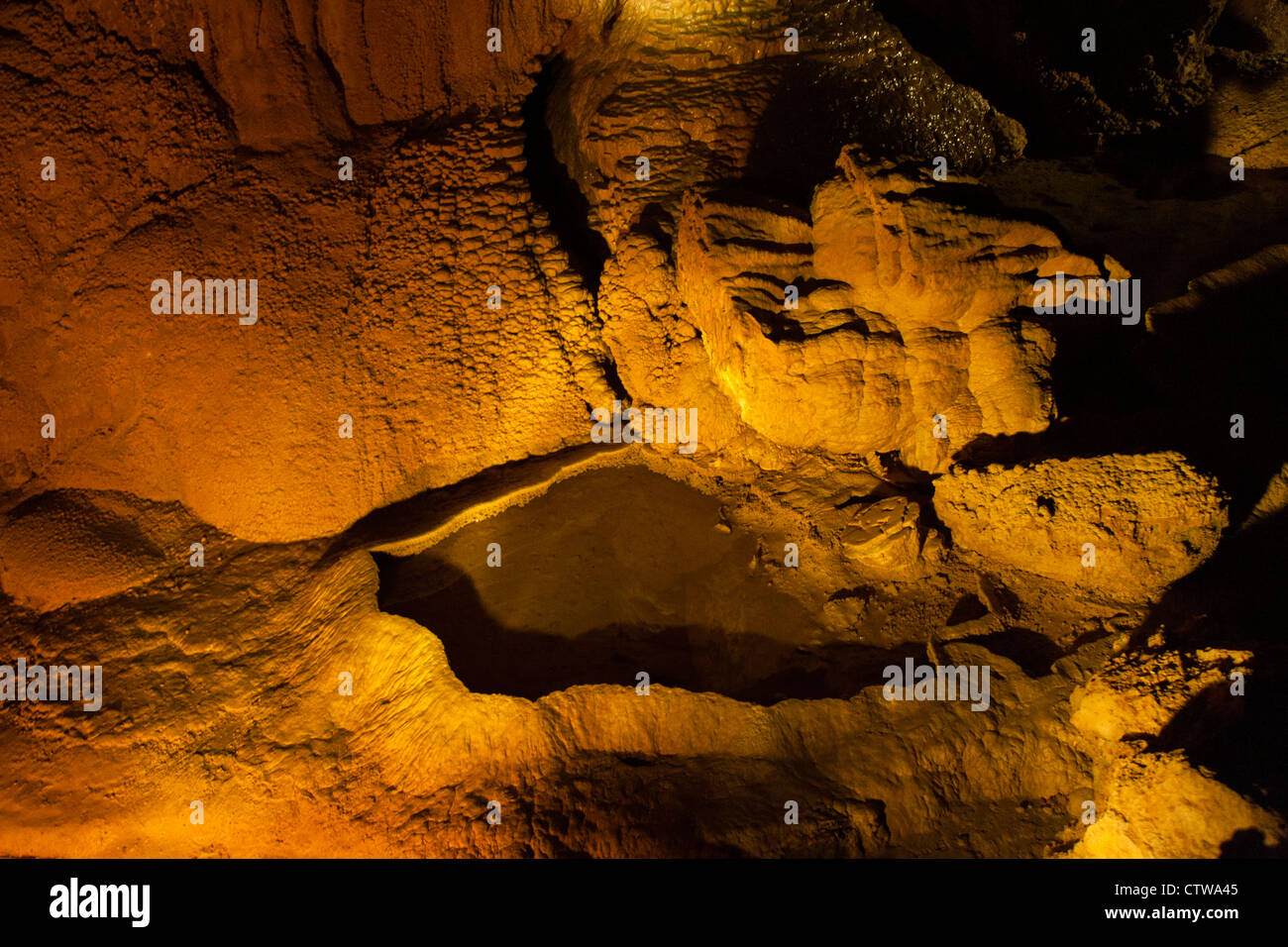 Formations in Blanchard Springs Caverns in Mountain View, Arkansas. Stock Photo