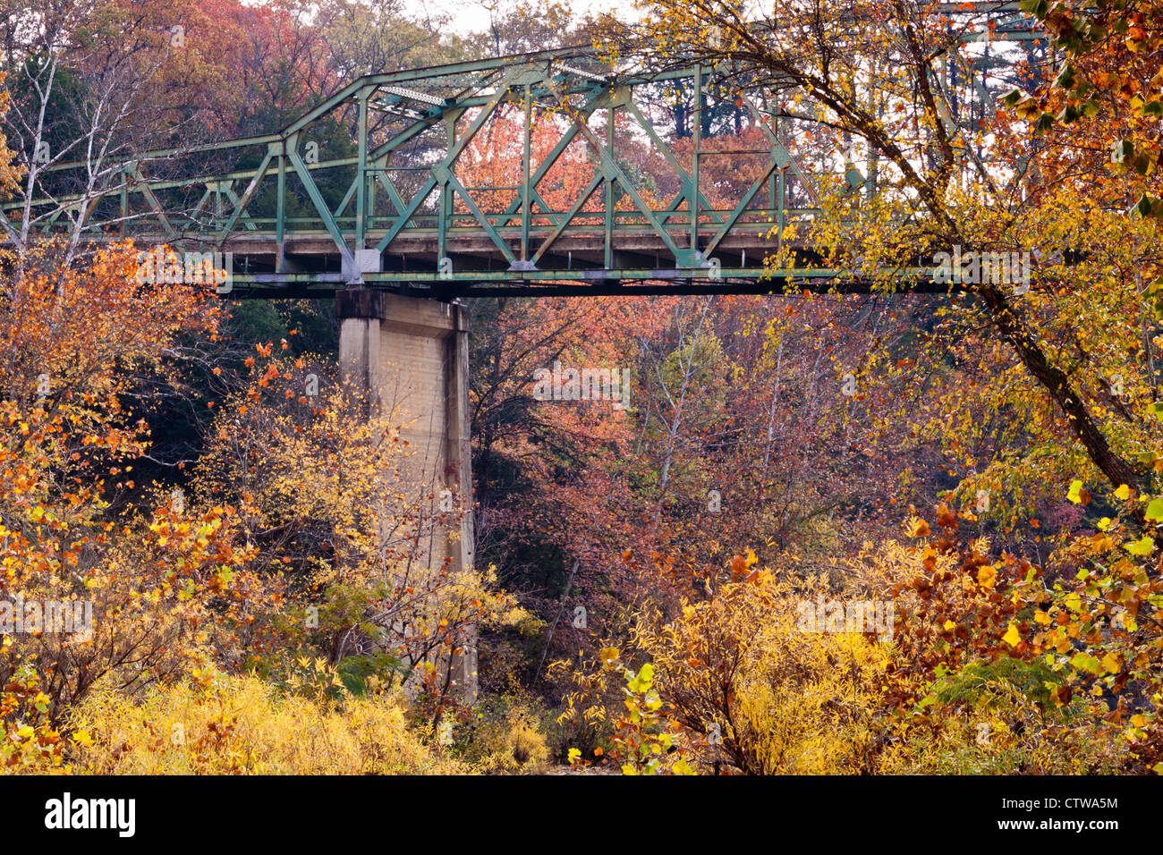 Bridge on Arkansas Scenic Highway 7 over the Buffalo River in autumn. Stock Photo