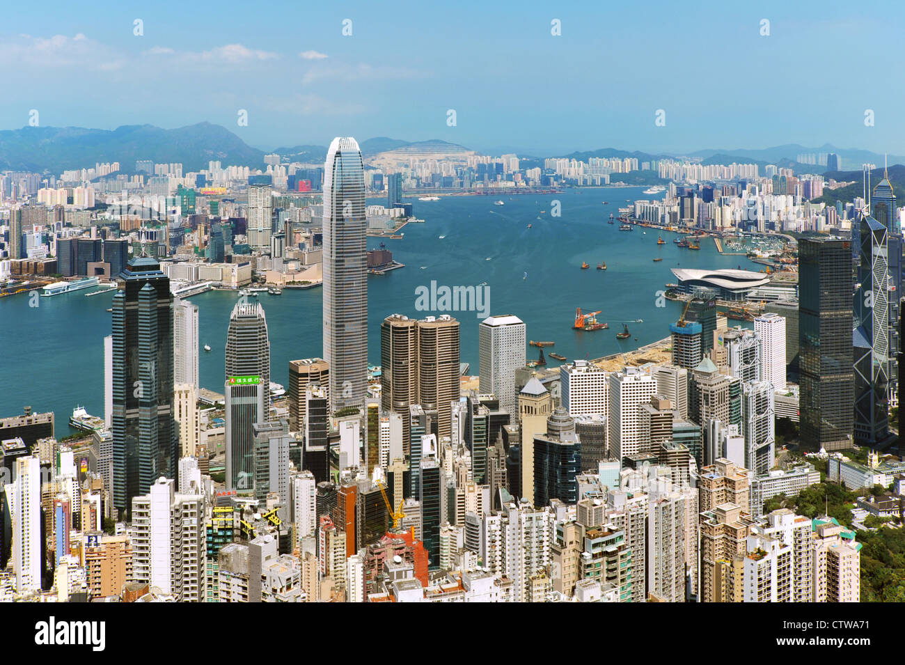 Hong Kong Harbor in daylight Stock Photo