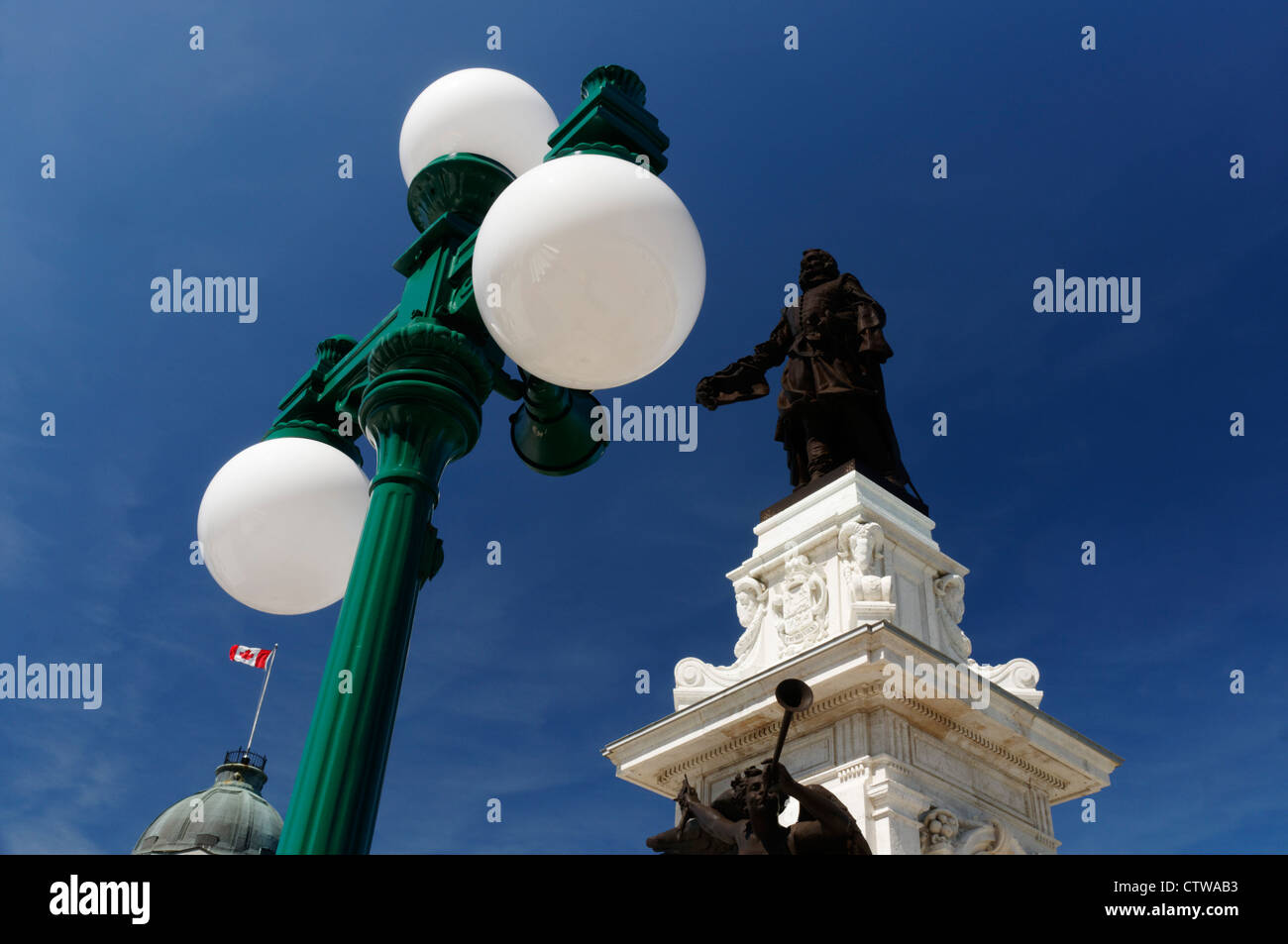 A statue of Samuel de Champlain in Quebec City, Canada Stock Photo