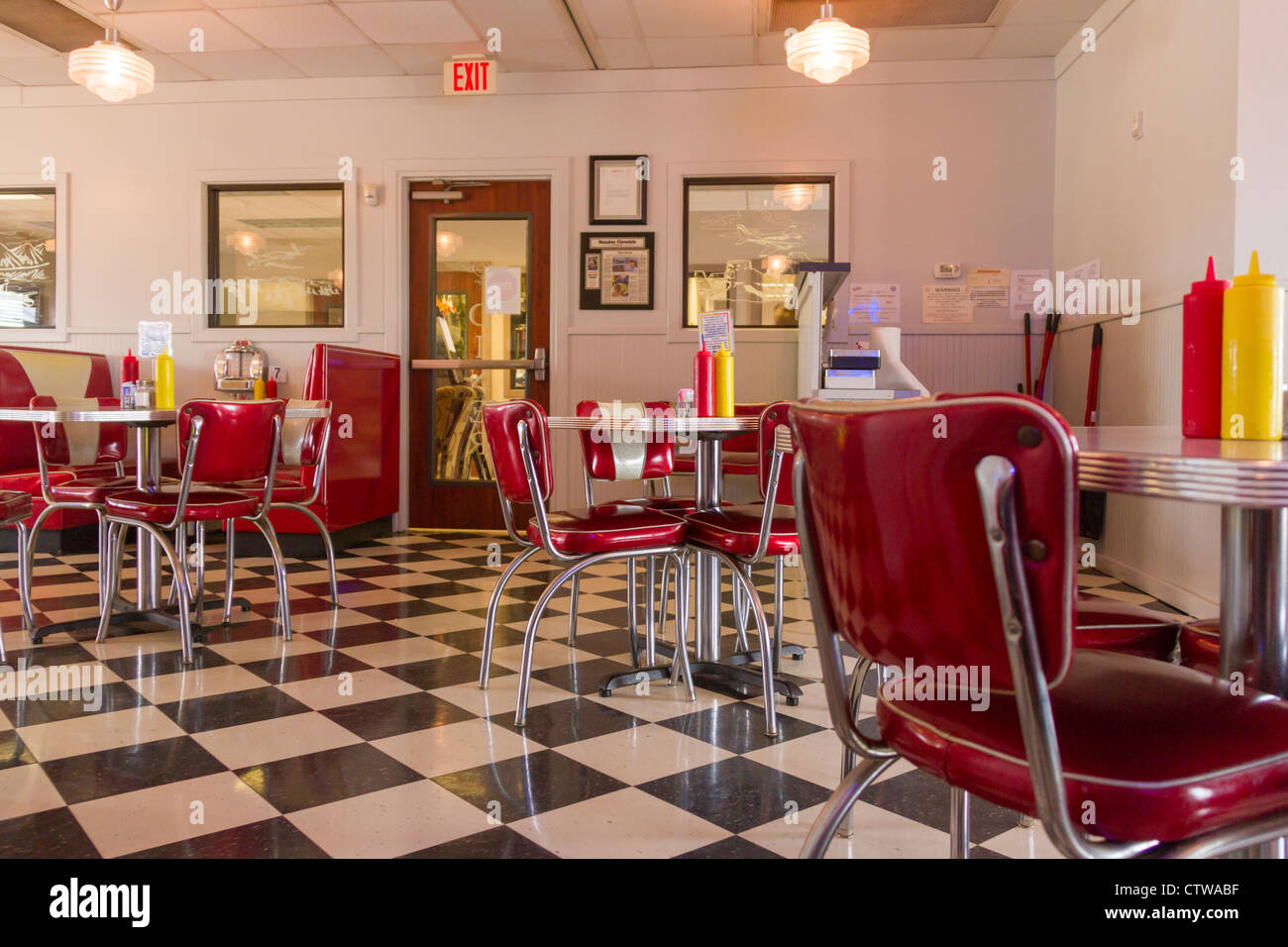 Restaurant decor from the 1950s era in the Southern Flyer Restaurant Gift Shop at Brenham Airport, Brenham, Texas. Stock Photo