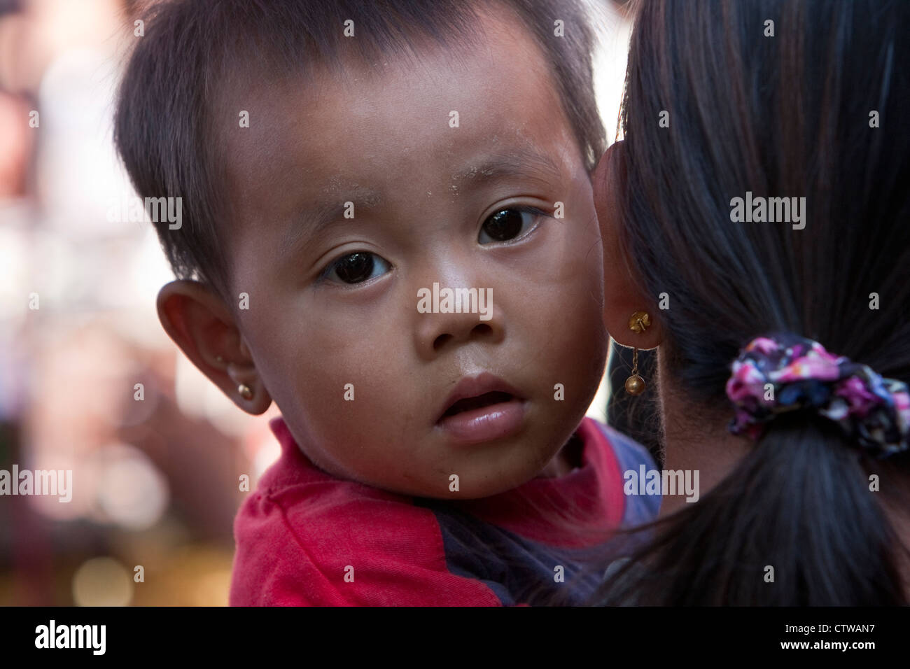 Myanmar, Burma. Bagan. Little Burmese Girl. Stock Photo