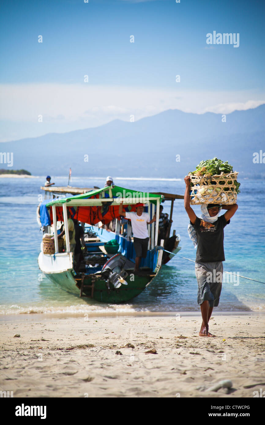 transporting goods by boat to the