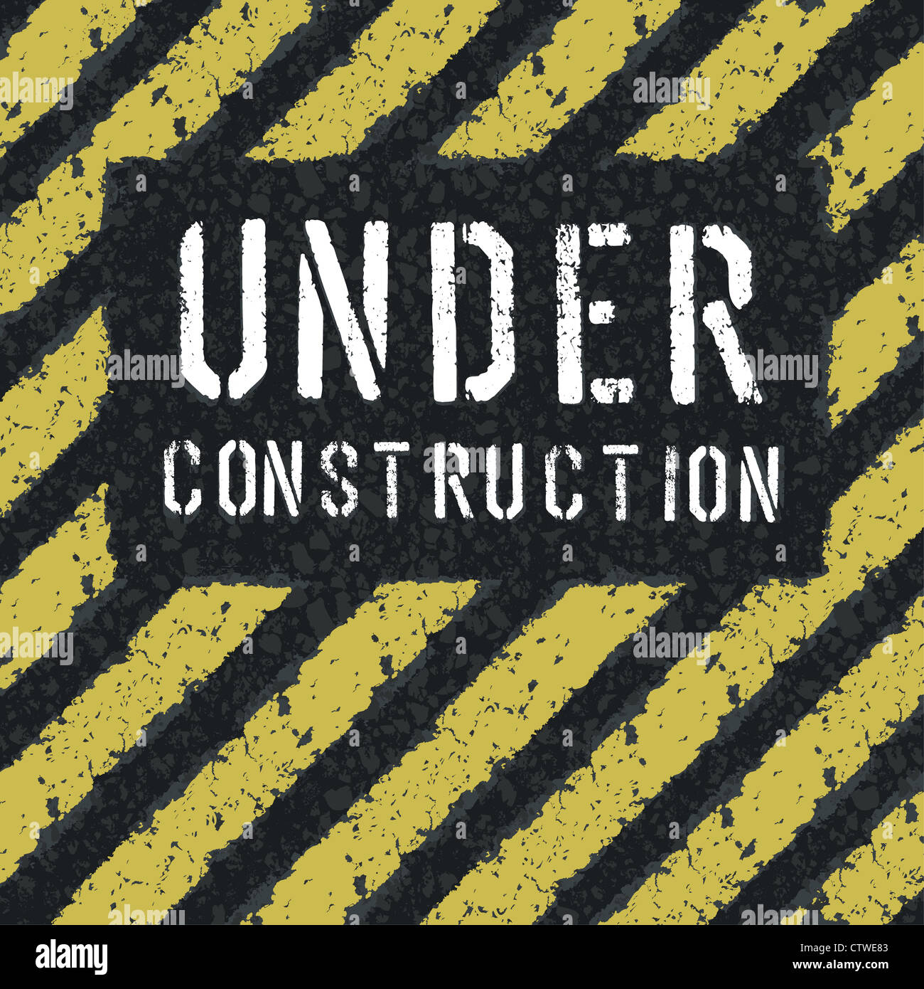 Under construction message on asphalt background Stock Photo Alamy