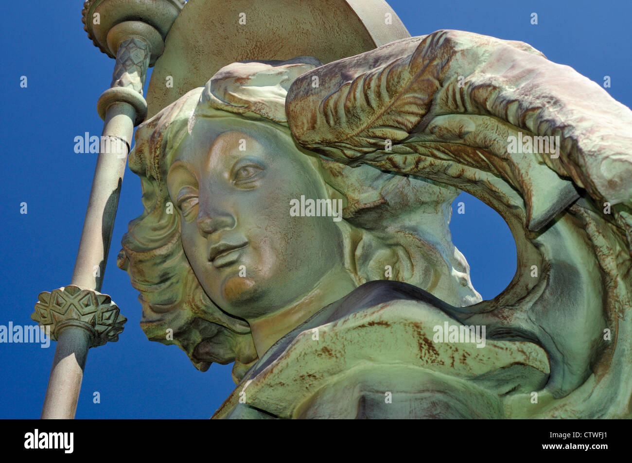 Spain, St. James Way: Detail of an angel in the garden park of Bishop´s palace in Astorga Stock Photo