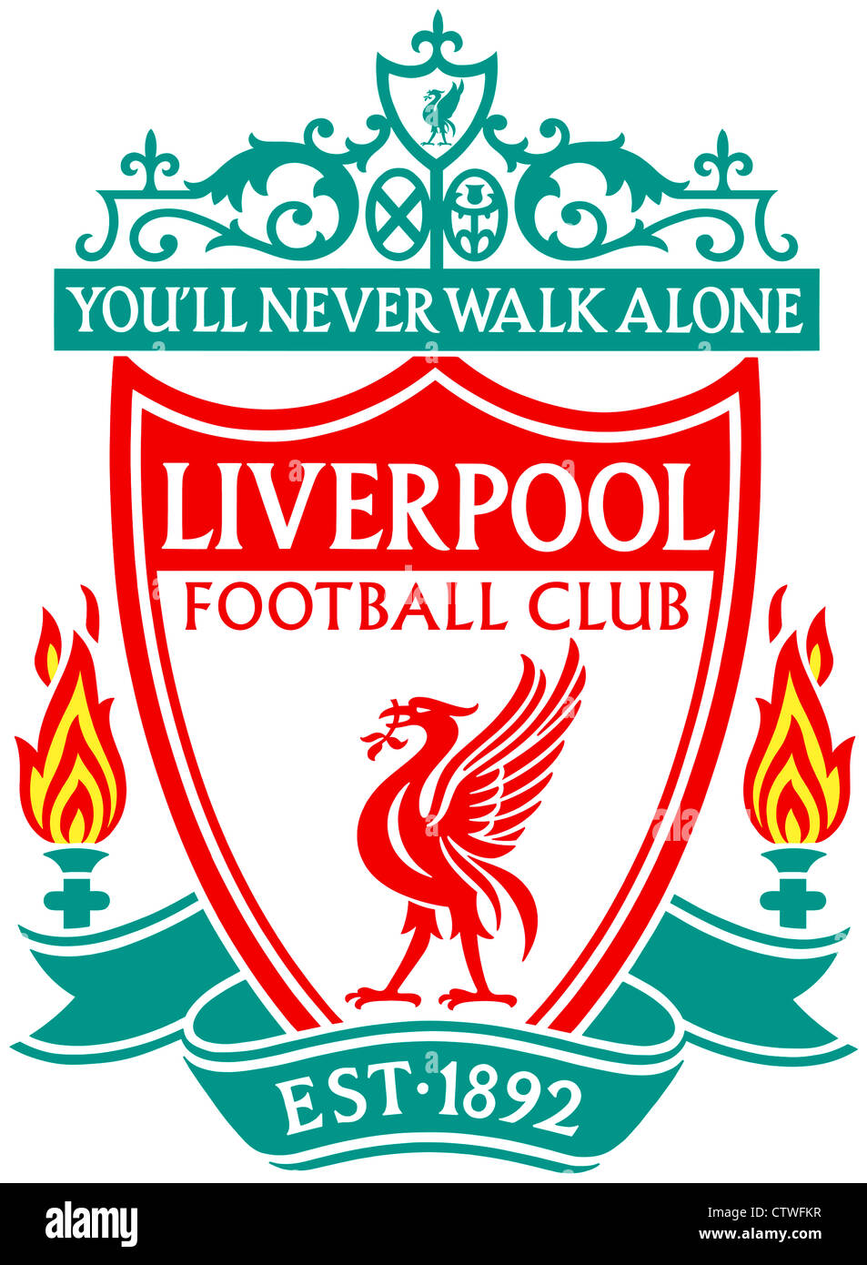 Logo of English football team FC Liverpool. Stock Photo