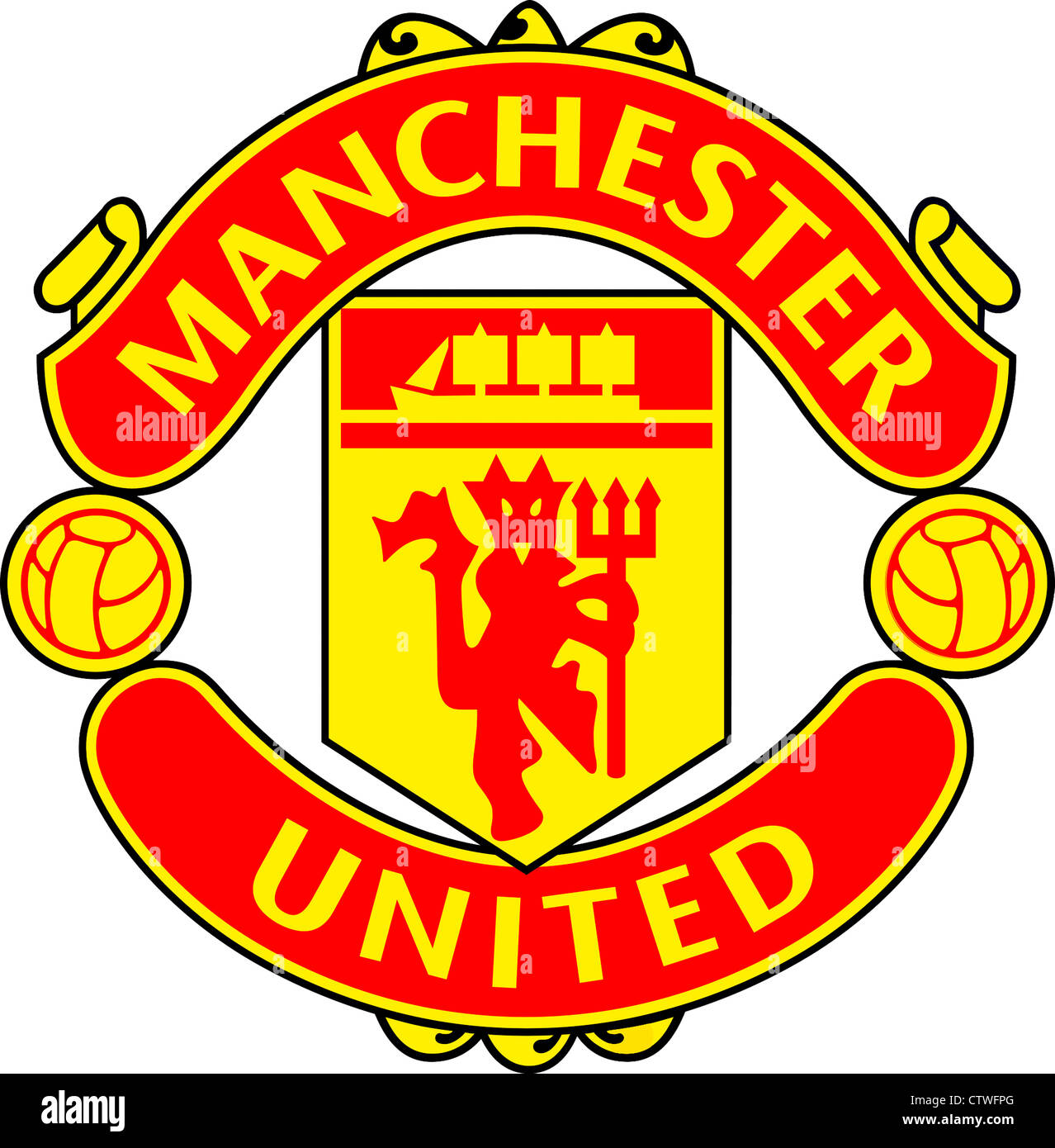Logo of English football team Manchester United. Stock Photo