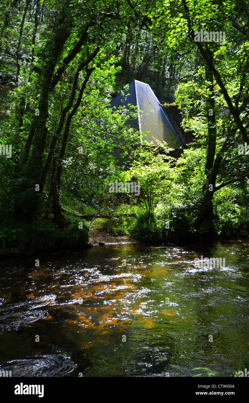 View of the Hydroelectric power station that used to power Castle Drogo.  The power plant is currently being restored by the NT Stock Photo