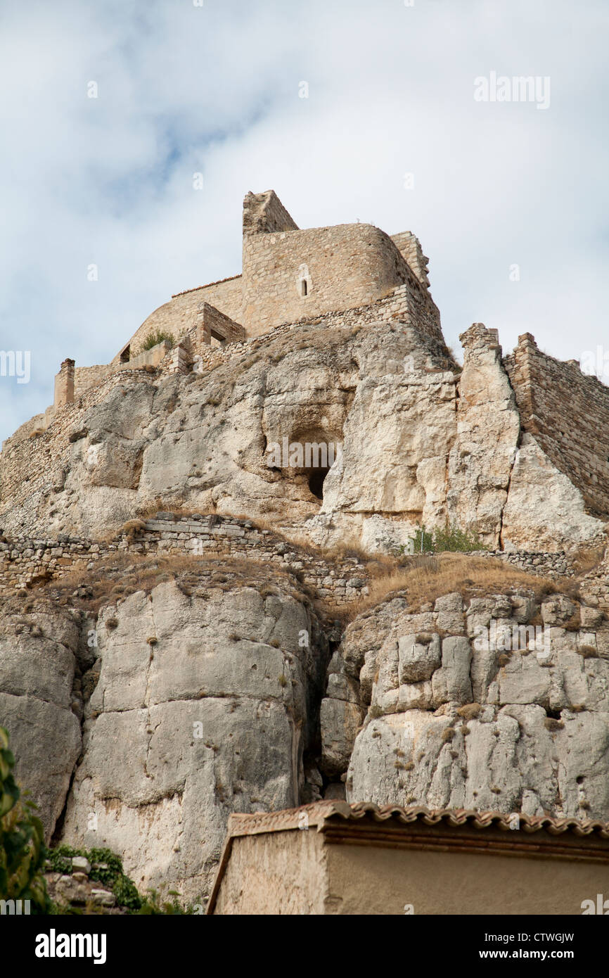 View of the castle of Morella, Castellon, Valencian Community, Spain