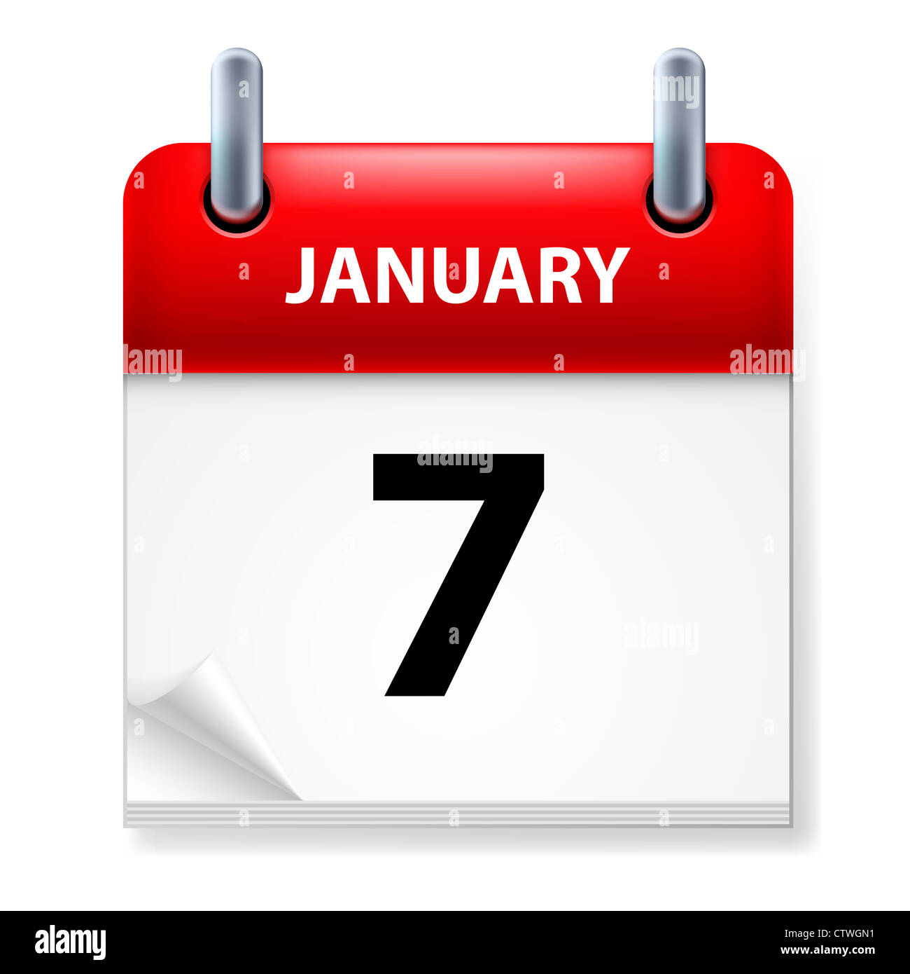Seventh January in Calendar icon on white background Stock Photo - Alamy