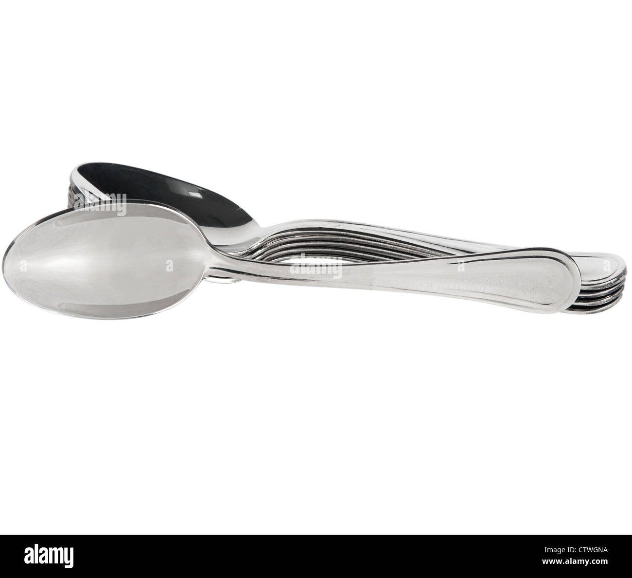 Silverware spoon set Isolated on white background Stock Photo Alamy