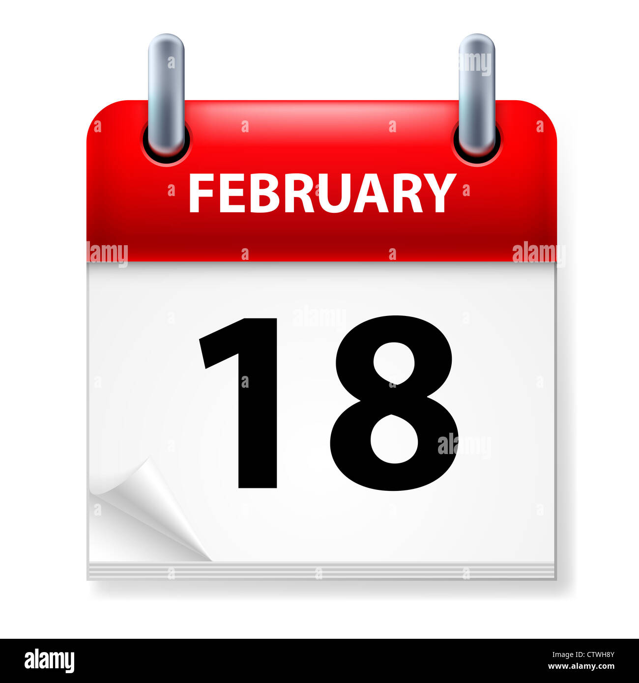 Eighteenth February in Calendar icon on white background Stock Photo ...