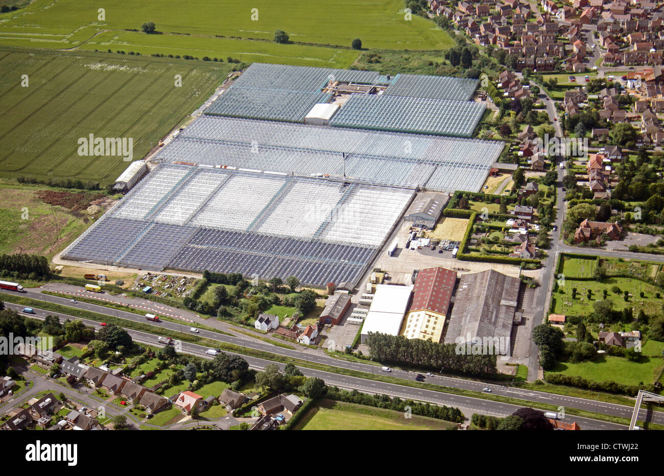 aerial view of commercial greenhouses in Yorkshire Stock Photo Alamy