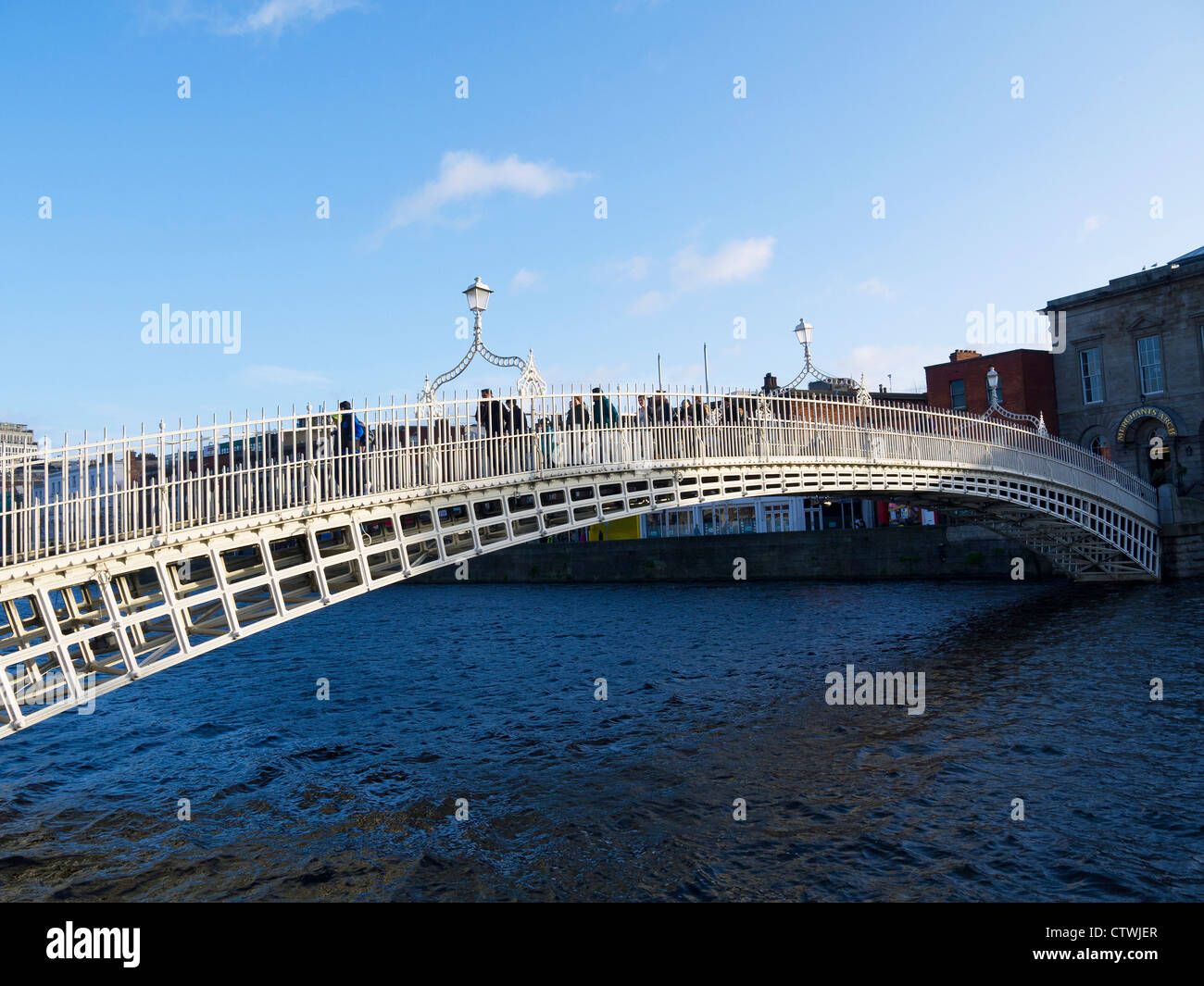 The Halfpenny Bridge over the River Liffey in Dublin the capital city ...