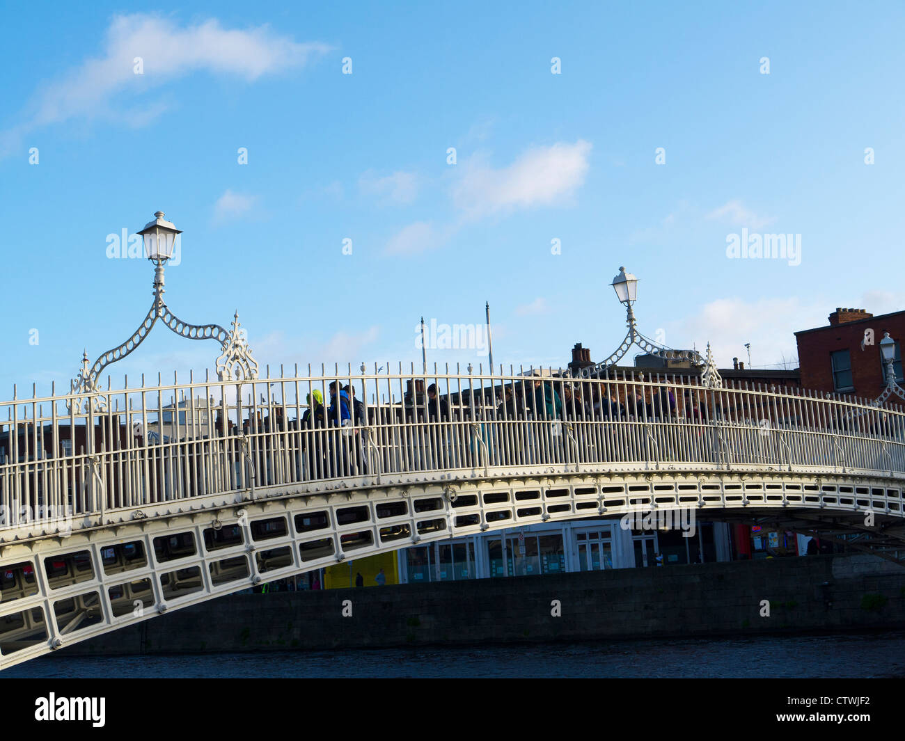 The Halfpenny Bridge over the River Liffey in Dublin the capital city ...