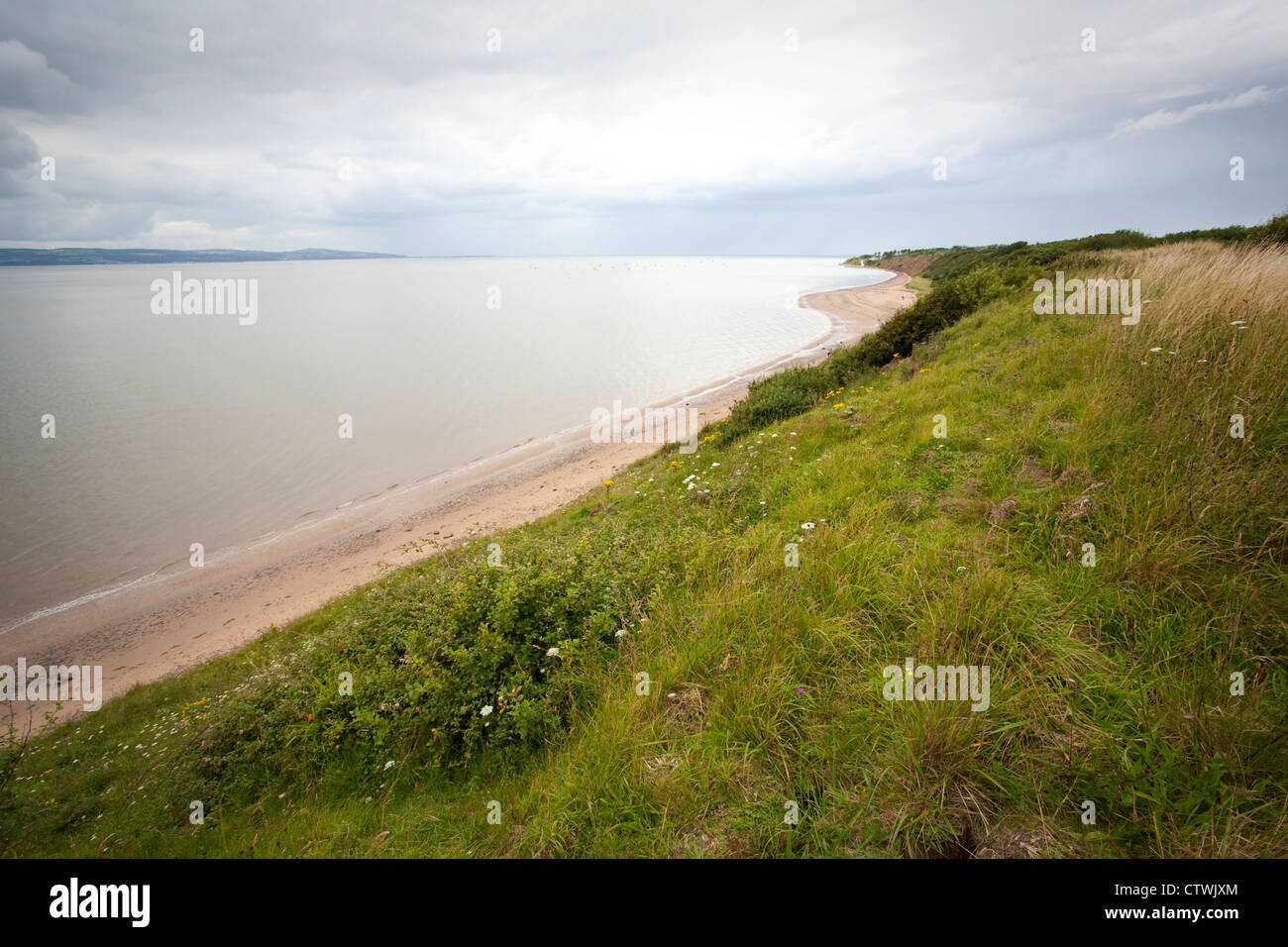 Looking North West along the Dee Estuary from the cliffs at Thurstaston on The Wirral Peninsula Stock Photo
