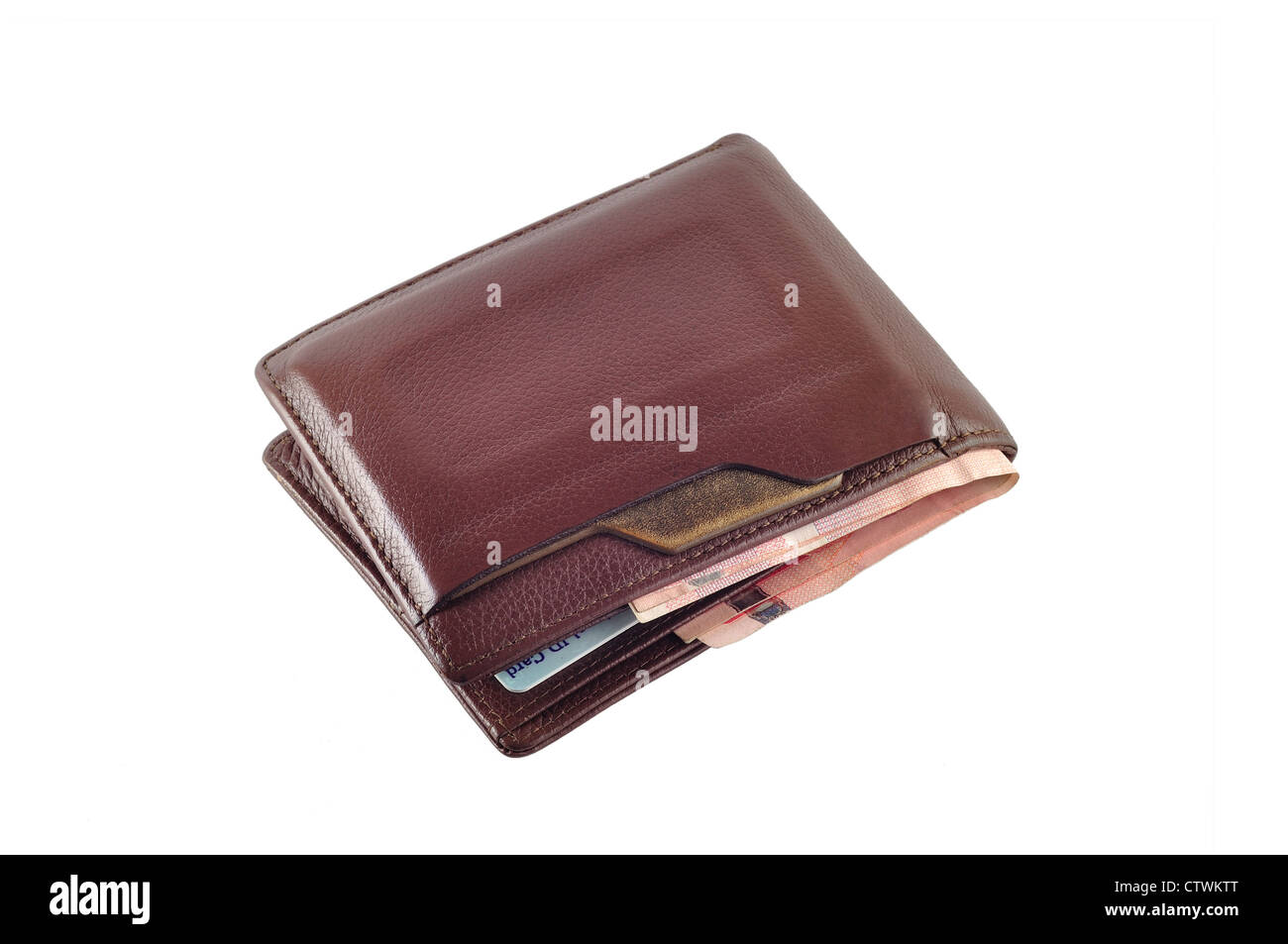 Wallet with baht isolated on a white background Stock Photo