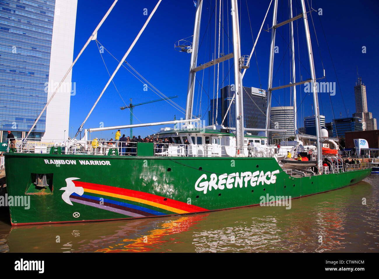 Greenpeace ship "Rainbow Warrior III" in Puerto Madero,  Buenos Aires, celebrating 25 years of Greenpeace in Argentina Stock Photo