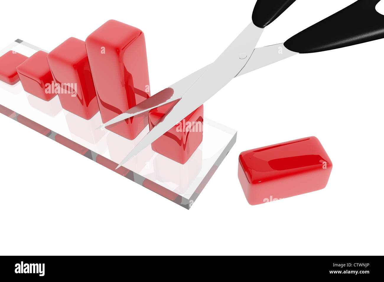 Reduction of profits. 3D illustration render Stock Photo - Alamy