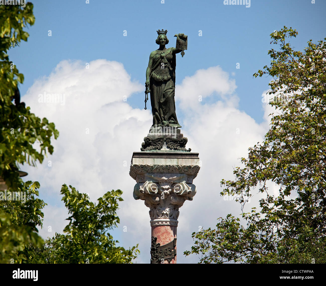 Fueros Monument. Sarasate Avenue. Pamplona. Navarra. Spain Stock Photo