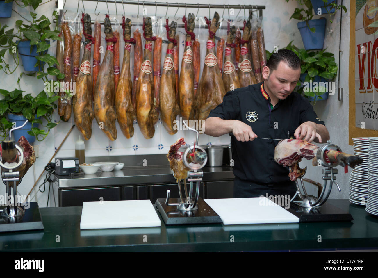 Traditional Restaurant Malaga Spain Stock Photo