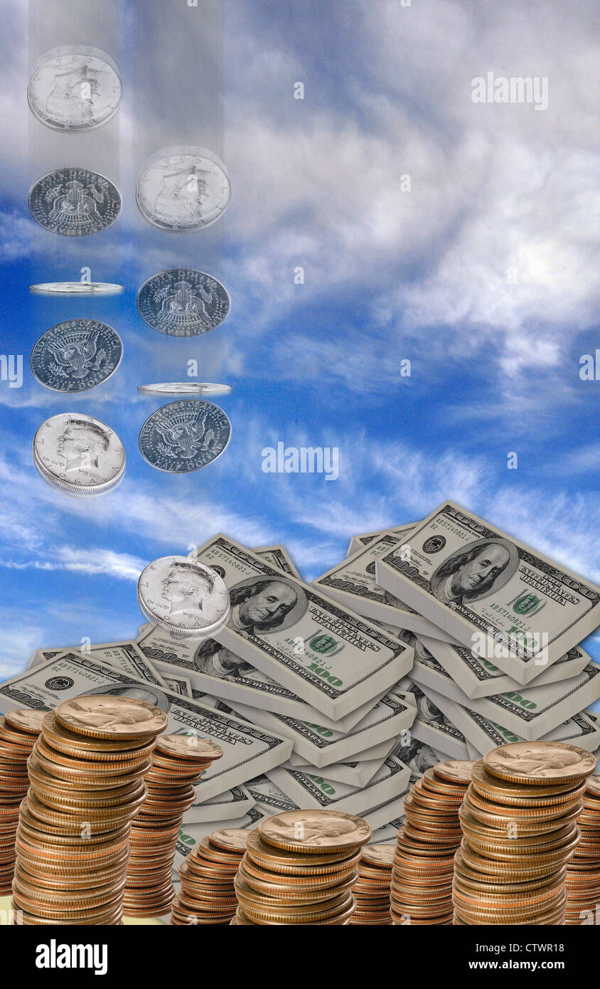 Money Falling From the Sky. Stock Photo