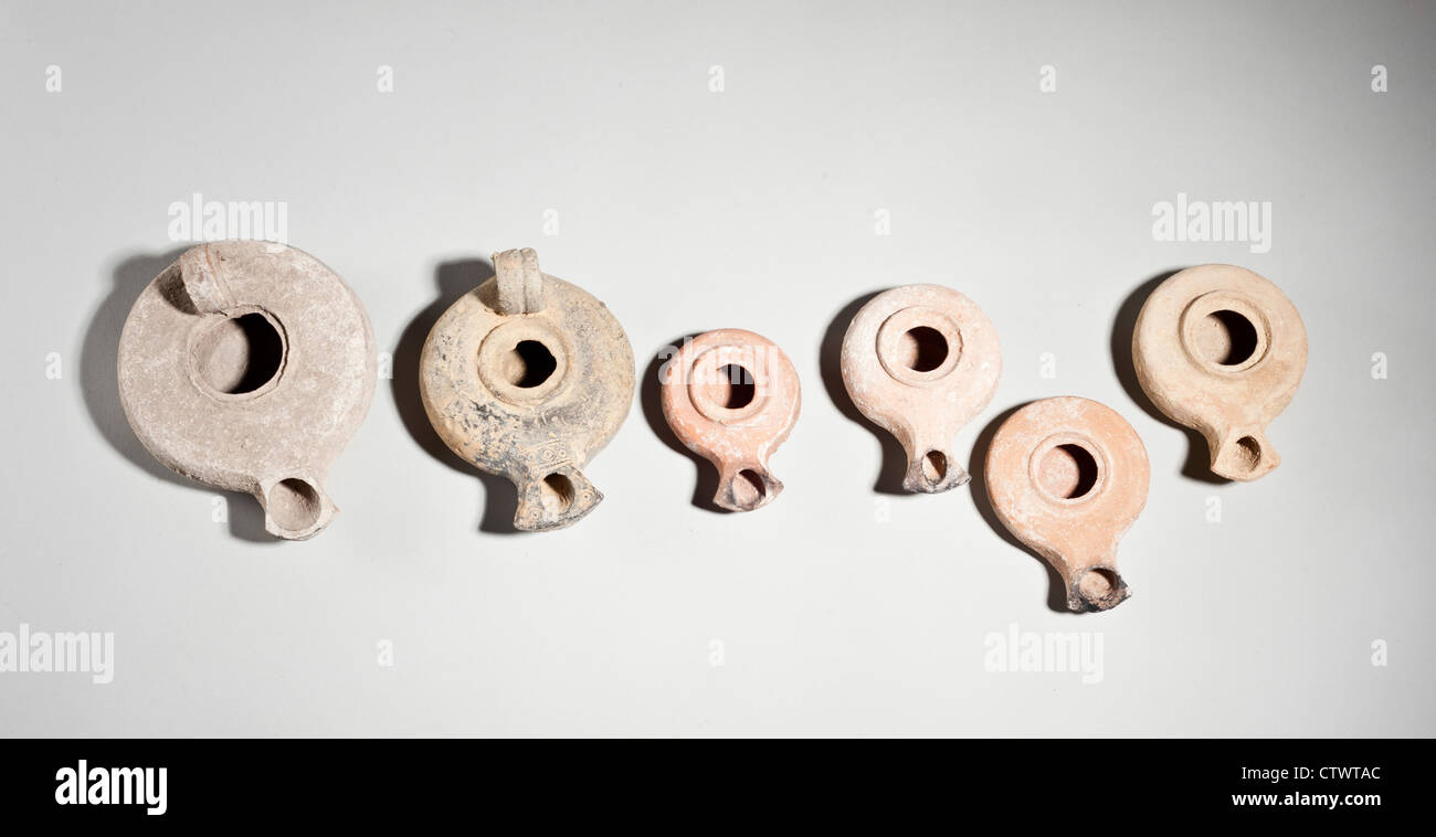 Herodian Terracotta oil lamps first century CE Stock Photo