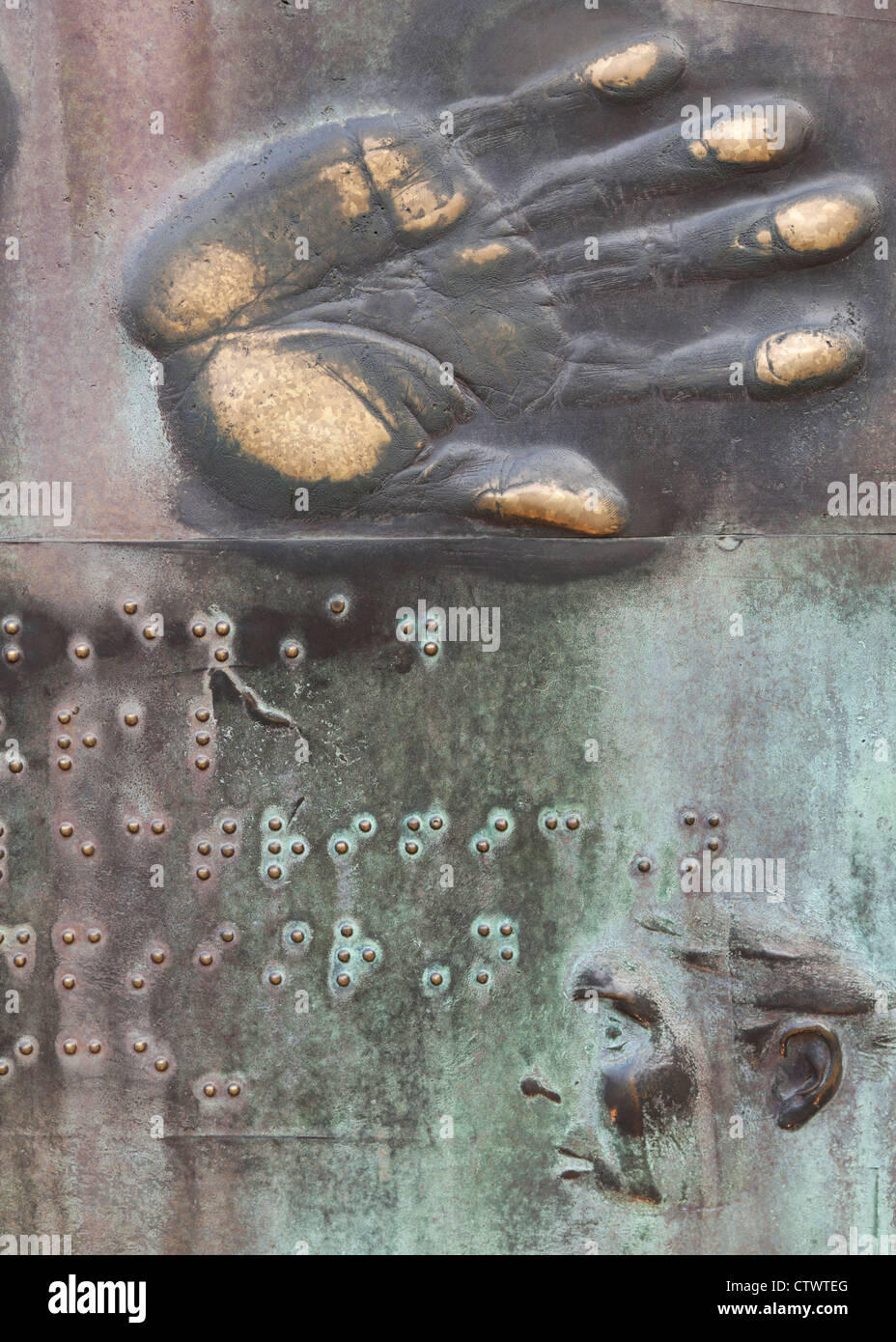 Braille relief sculpture Stock Photo