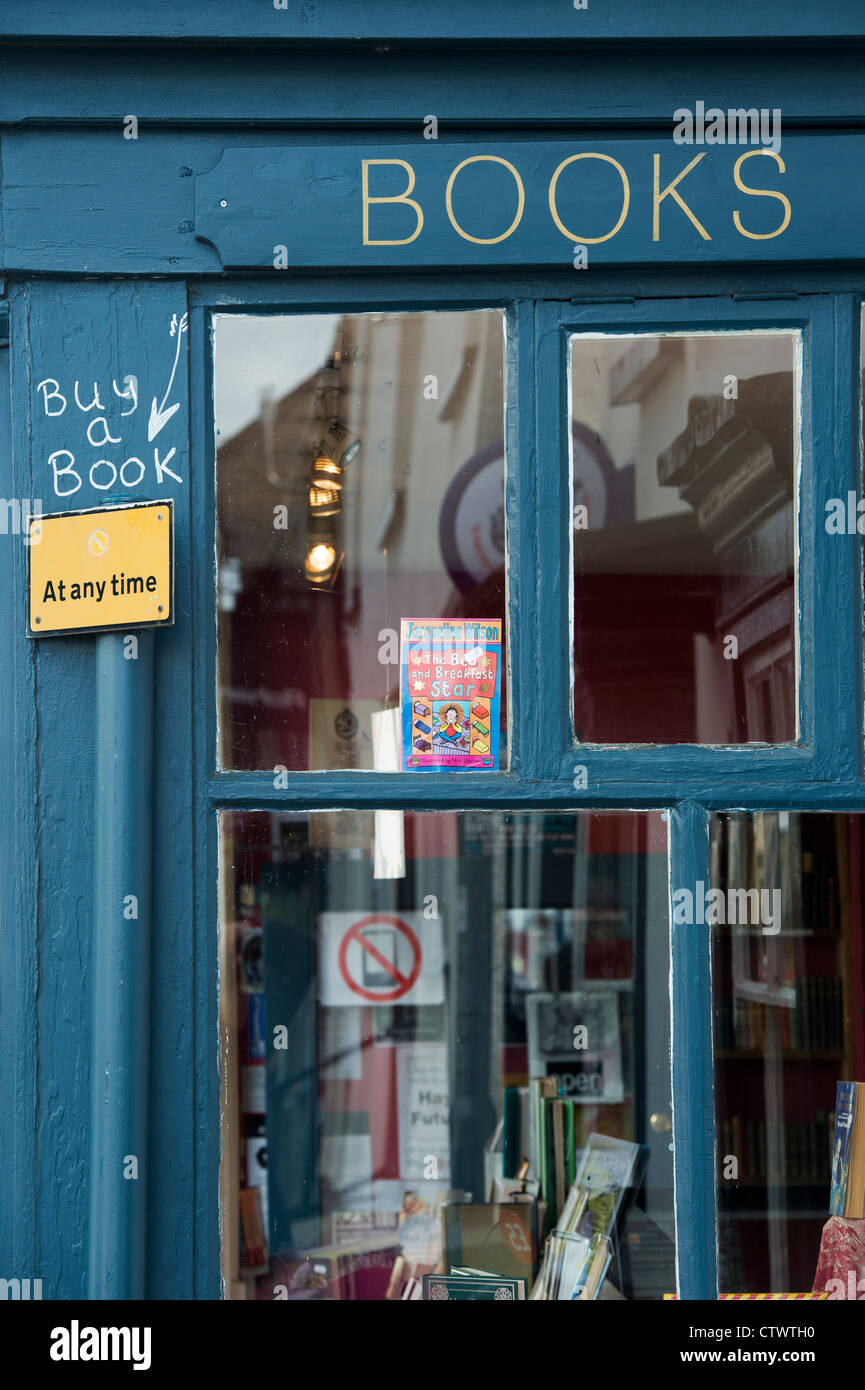 Secondhand bookshop. Hay on Wye, Powys, Wales. Stock Photo