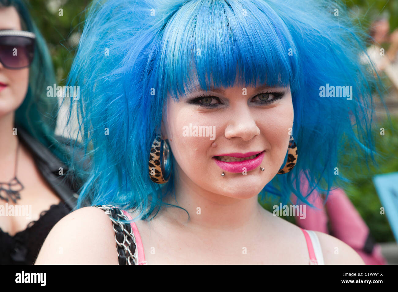 portrait of young woman, feminist event, tampere, finland, europe Stock Photo