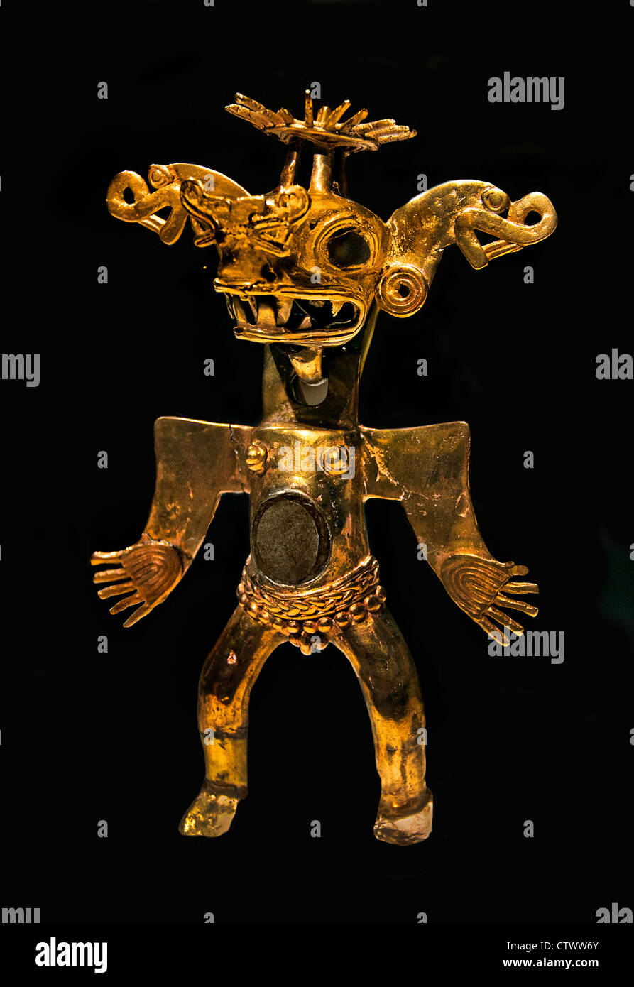Gold Eagle Pendant 11–16 century Panama or  Costa Rica Culture Chiriqui Gold  2-1/2 in. (6.35 cm) Stock Photo