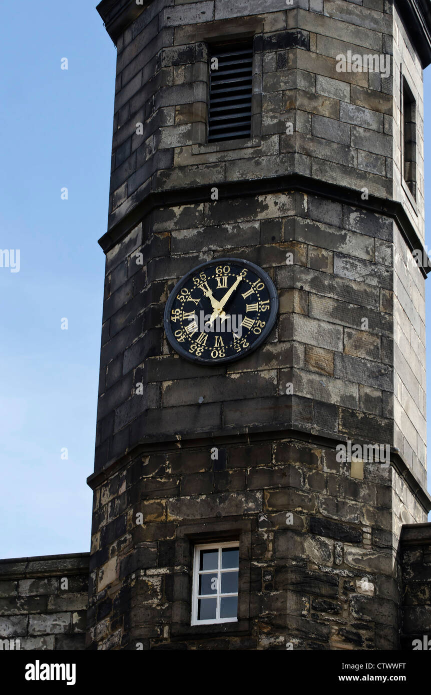 Clock tower on Crown Jewels Museum at Edinburgh Castle, Scotland Stock