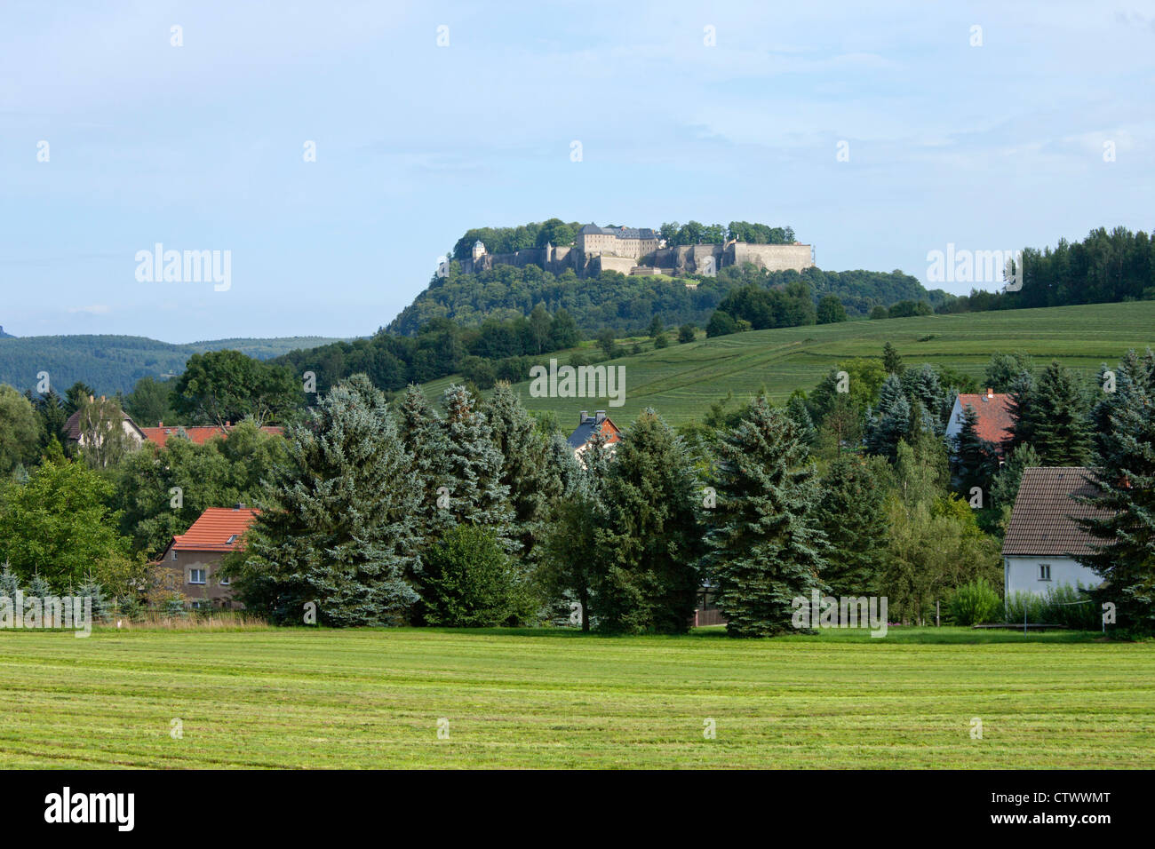 fortress Koenigstein, Saxon Switzerland, Saxony, Germany Stock Photo