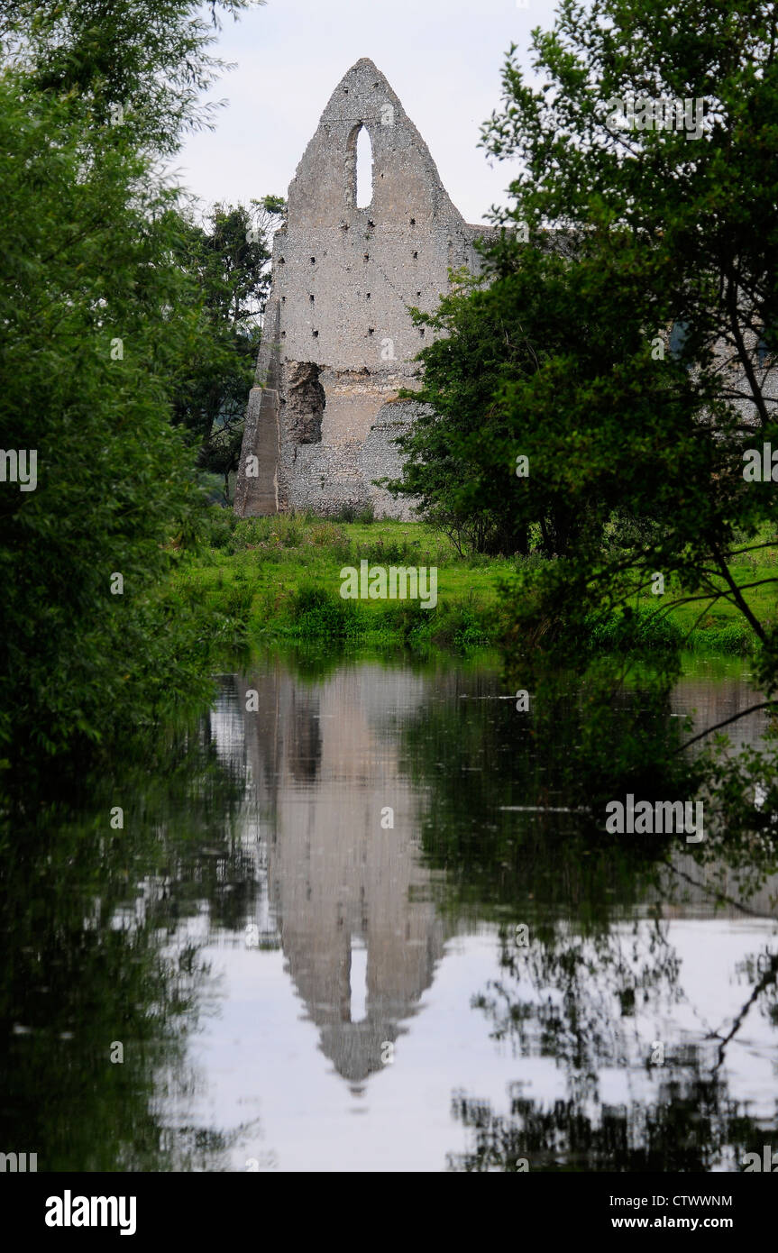 A view of the priory at  Newark Lock River Wey Navigation Surrey UK Stock Photo