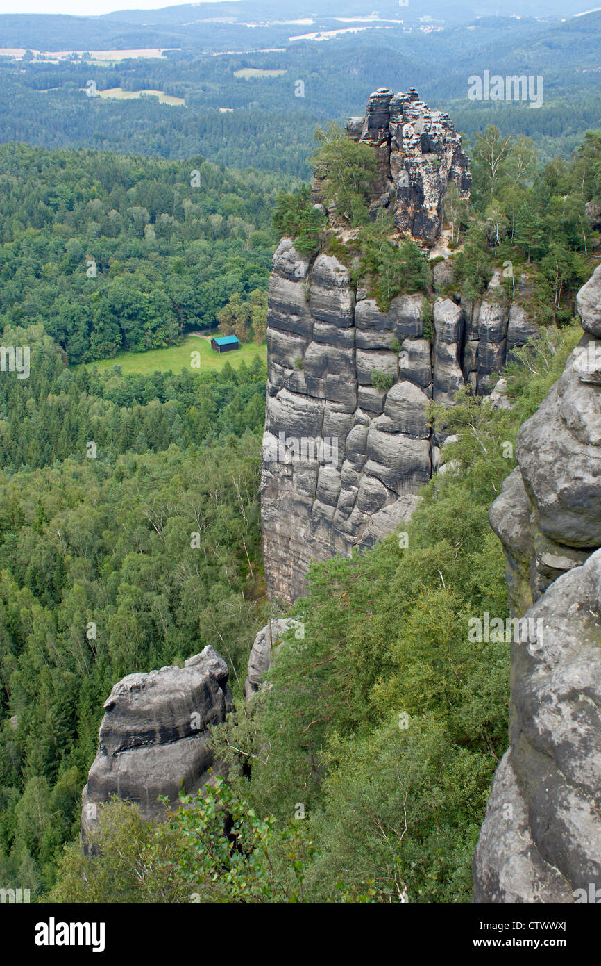 Schrammstein View near Bad Schandau, Saxon Switzerland, Saxony, Germany Stock Photo