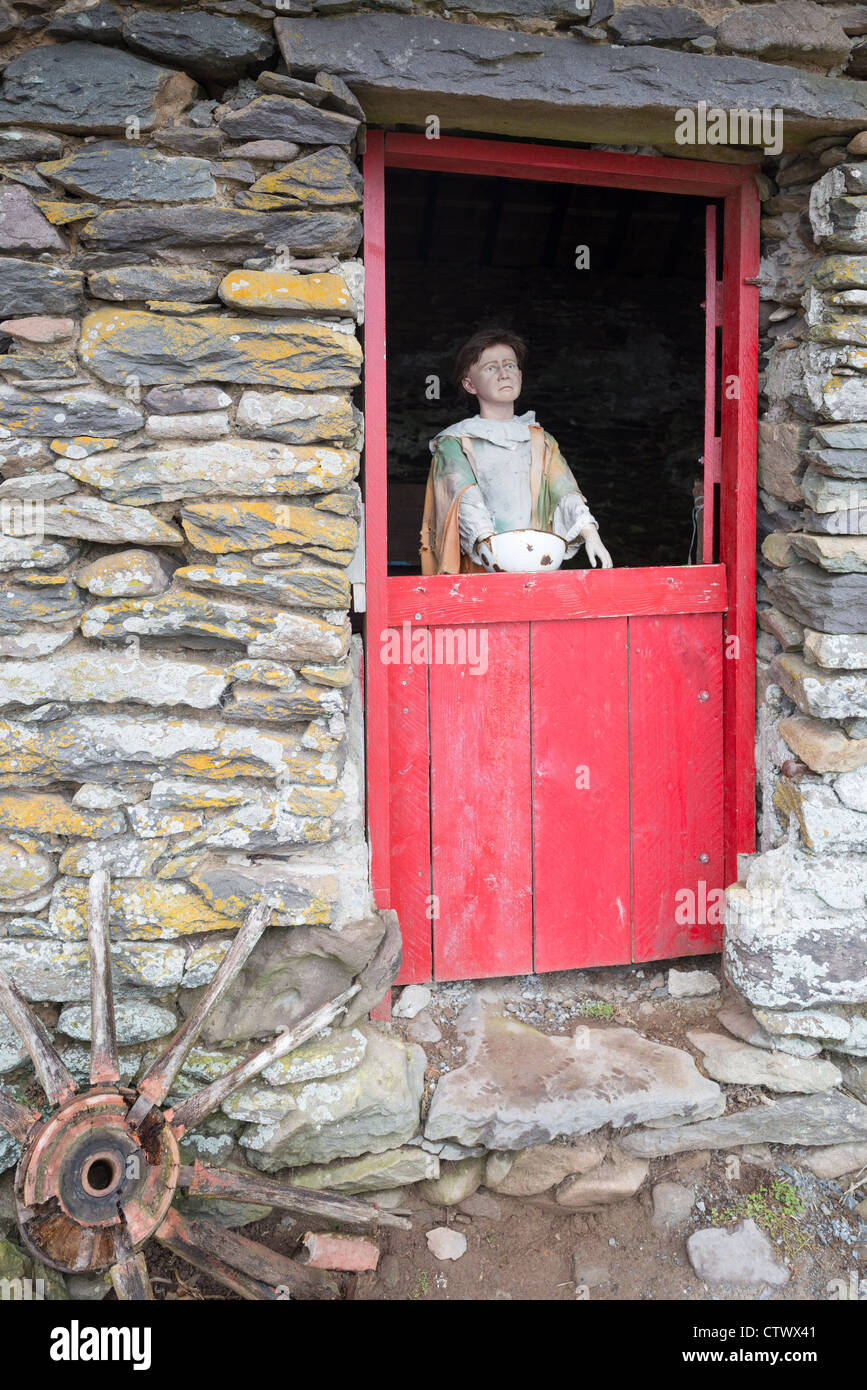 19th century thatched Famine Cottages and Museum, Fahan, Dingle Peninsula, County Kerry in Republic of Ireland. Stock Photo