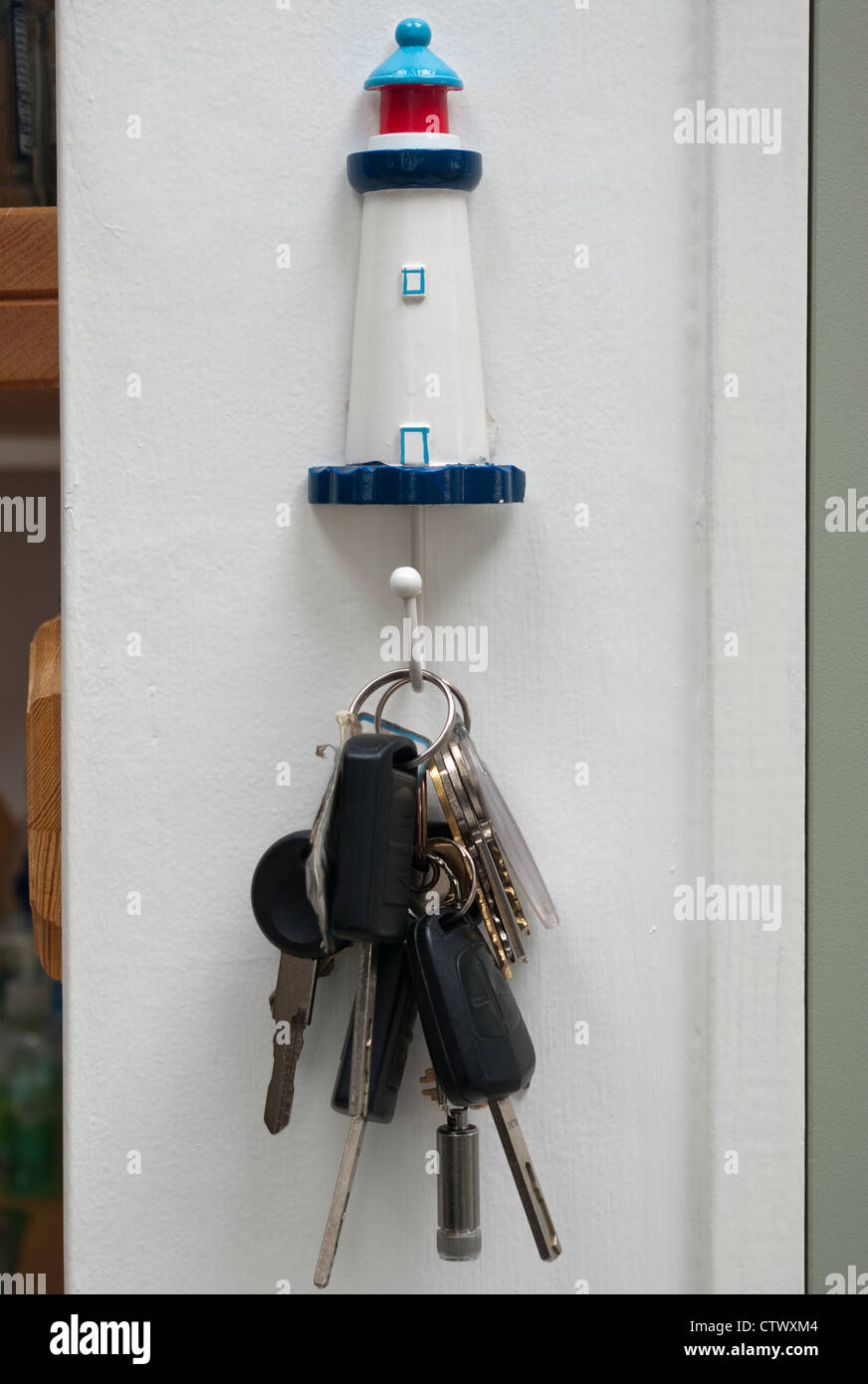 Bunch Of keys hanging On A Hook Stock Photo