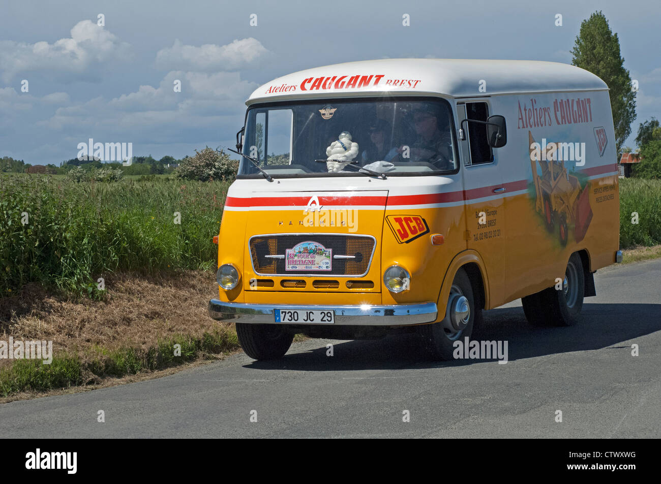 Hanomag Kurier 11 Fourgon of 1961 in the Tour de Bretagne near Pordic in the Cotes d'Amor (22) department of France 2012 Stock Photo