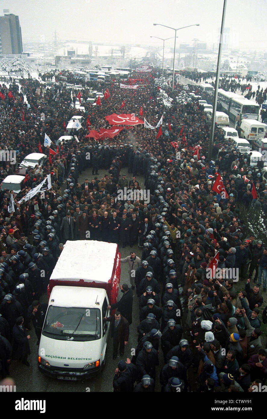 Funeral of Nationalist Party MHP leader Alparslan Turkes Ankara Stock Photo