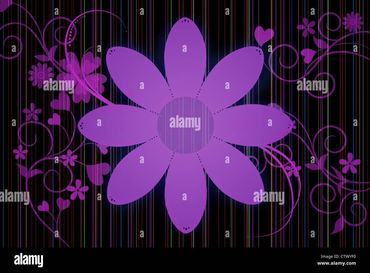 Beautiful illustrated flower design with background pattern Stock Photo