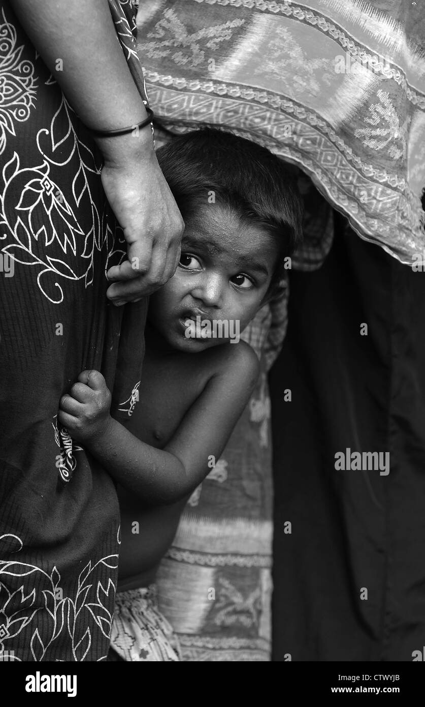 Scared Child With His Parent Bangladesh Stock Photo Alamy