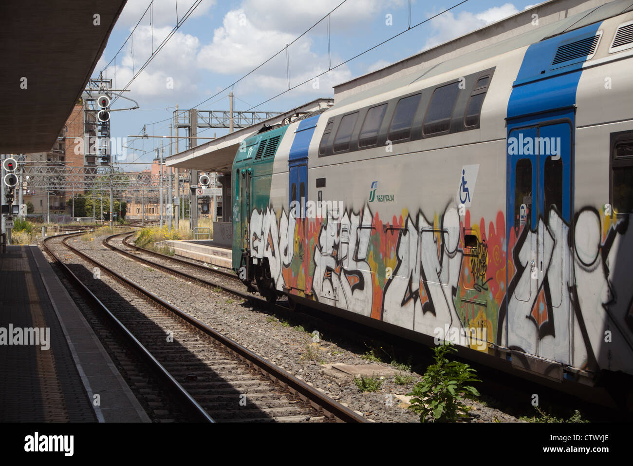 Roma Ostiense railway station. Stock Photo